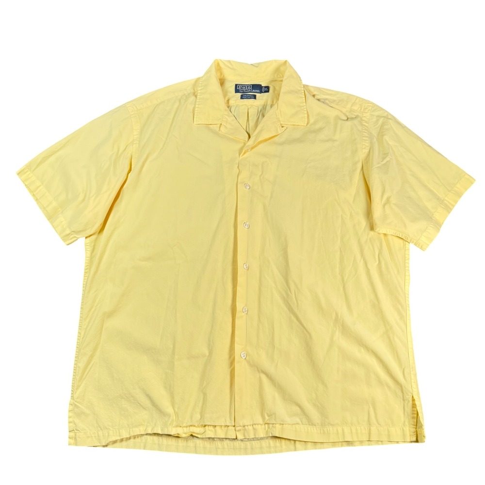Polo Ralph Lauren Caldwell Shirt Mens XL Yellow Cotton Loop Camp Collar Vintage